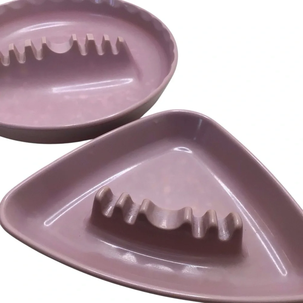 Vintage GES-Line Melamine Ashtray Set Mauve Pink MCM Round #341 & Triangle #361